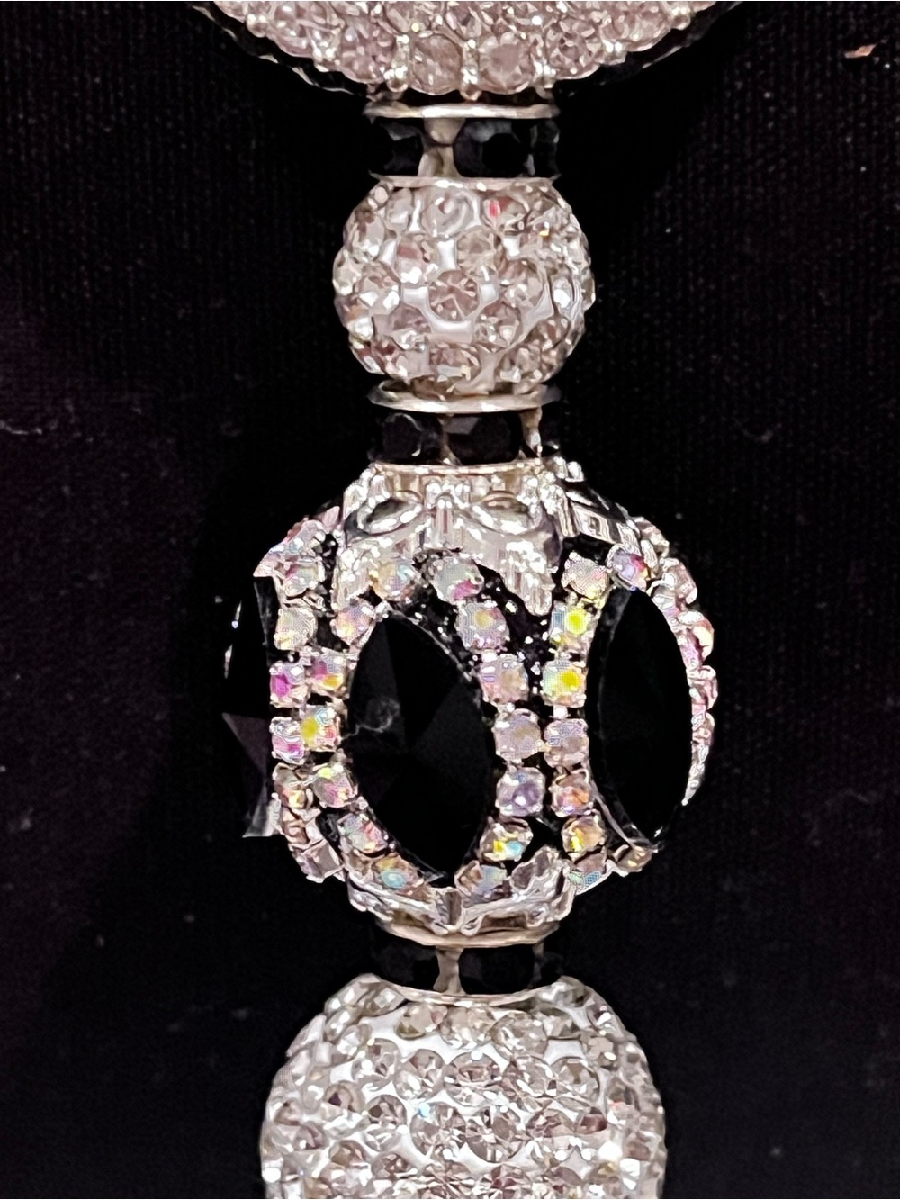 Designer inspired sliver rhinestone encrusted monogram focal fancy beaded pen - Picture 3 of 10